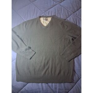 Nordstrom Men's Shop Black 100% Cashmere V-Neck Sweater Size Large L Solid Knit